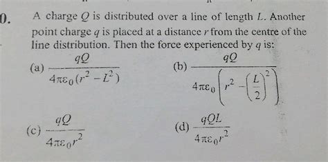 A Line Charge Of Length L And Charge Q Uniformly Distributed Over The