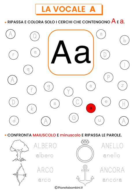 Schede Sulla Vocale A Per La Classe Prima Pianetabambini It