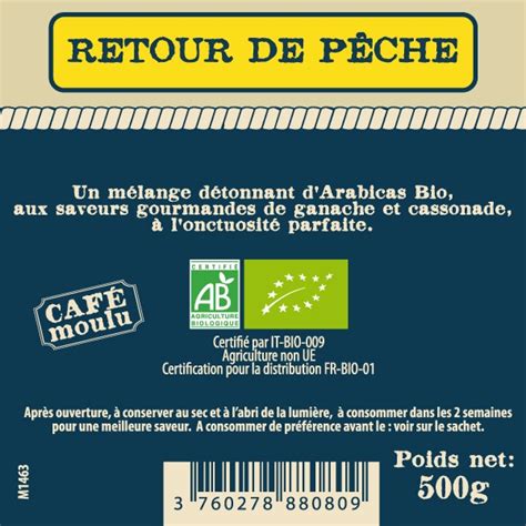 Café moulu 100 arabica RETOUR DE PÊCHE BIO 500g CAFÉ DU VIEUX