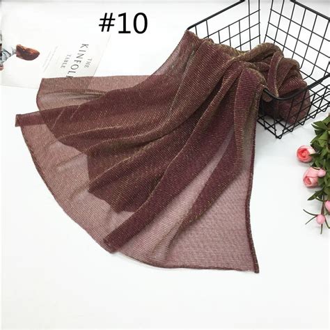 New Shimmer Pleated Hijab Scarf Plain Shiny Crinkle Shawl Fashion