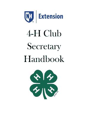 Fillable Online Extension Unh 4 H Club Secretary Handbook Cooperative