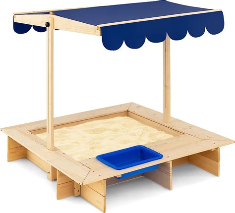 DREAMADE Sandkasten Sandbox Mit Absenkbarem Dach Sandkiste Aus Holz