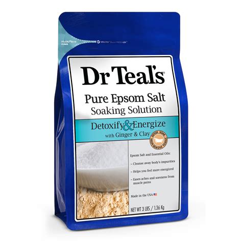 Dr Teals Pure Epsom Salt Soak Detoxify And Energize With Ginger And Clay 3 Lbs For Muscle