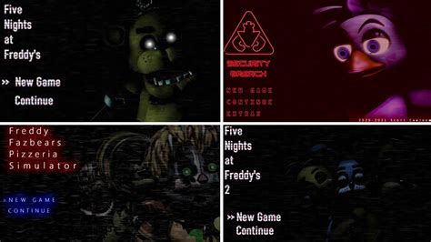 Fnaf 1 2 3 4 5 6 7 8 Main Menu Animations Fanmade Youtube