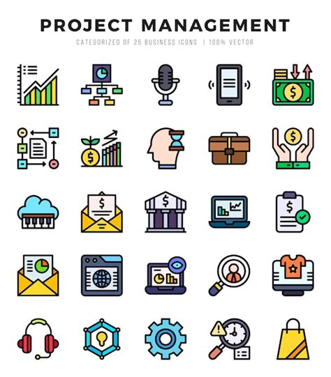 Premium Vector Set Of Project Management Icons Lineal Color Icons