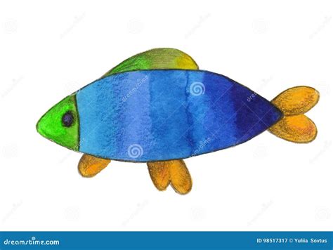 Fische Gemalt Mit Einem Aquarell Stock Abbildung Illustration Von