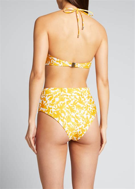 Rebecca Vallance Limoncello Belted High Rise Bikini Bottoms Bergdorf