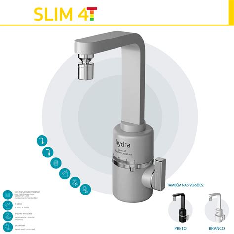 Torneira Eletrica Hydra Slim 4T Bancada 127V 5500W Prata MESTREHIDRO