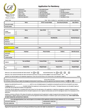 Fillable Online Regency Application For Residency Fax Email Print