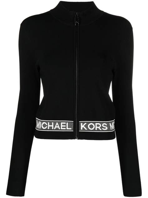 Michael Michael Kors Logo Tape Zip Up Cardigan Farfetch