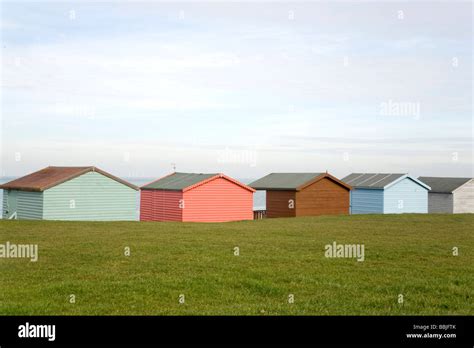 Colourful Beach Huts In Whitstable Kent United Kingdom Stock Photo