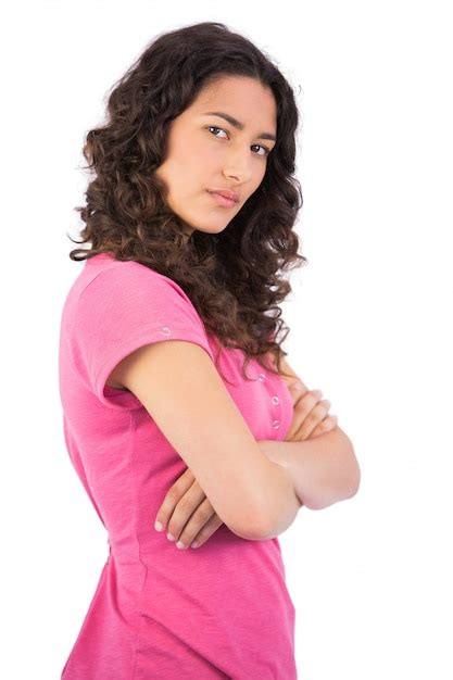 Premium Photo Serious Attractive Brunette Posing