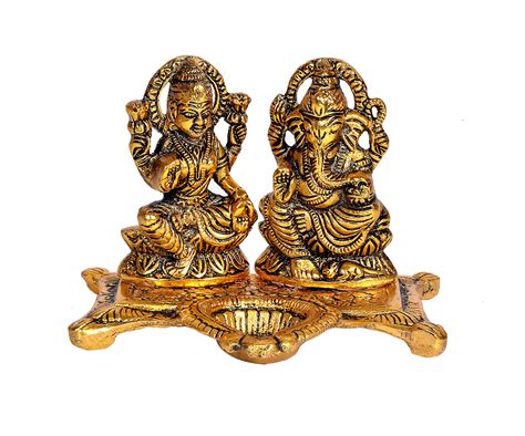 Buy Aona Laxmi Ganesh Idol Diya Oil Lamp Deepak Metal Lakshmi Ganesha