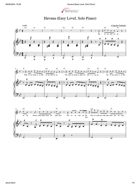 Havana Easy Level Solo Piano Pdf