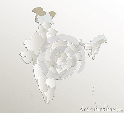 India Map Administrative Division Separate Regions Individual New