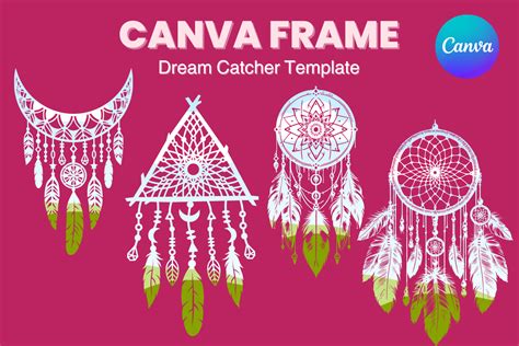 Dream Catcher Canva Frame Mandala Moon Graphic By Lalunashop · Creative Fabrica