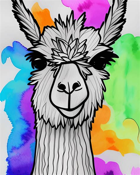 Cute Llama Line Drawing Creative Fabrica