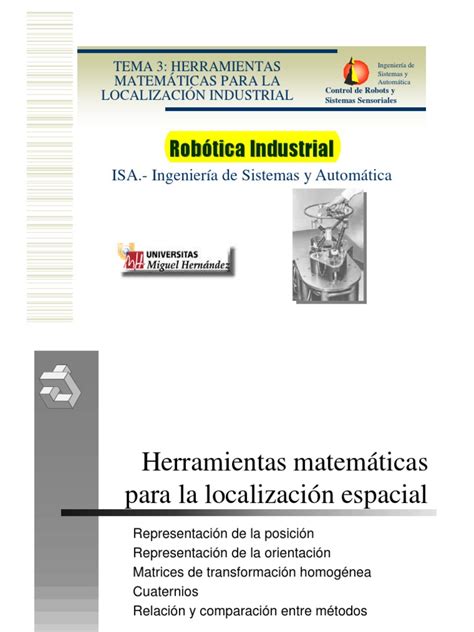 Robotica Industrial Herramientas Matemáticas Para La Localización