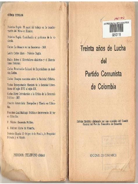 Treinta Anos De Lucha Del Partido Comunista De Colombia Pdf