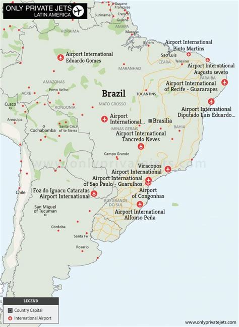 Brazil Airports Map Airports In Brazil Map South America Americas