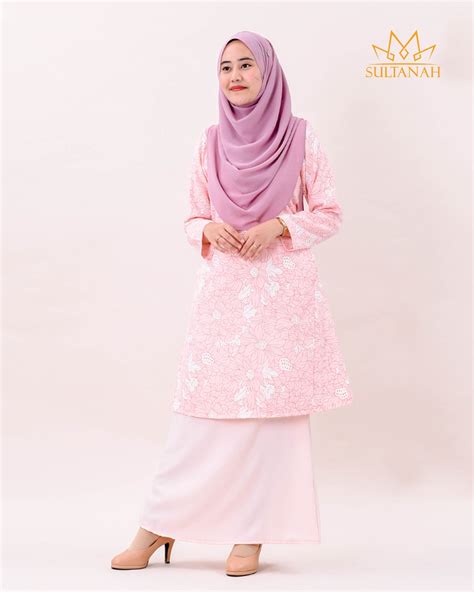 Baju Kurung Pahang Mysha Carnation Pink Kualiti Designer Harga Luarbiasa