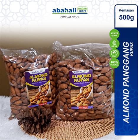 Jual Kacang Almond Kupas 500 Gr Panggang Roasted Tanpa Kulit Sudah