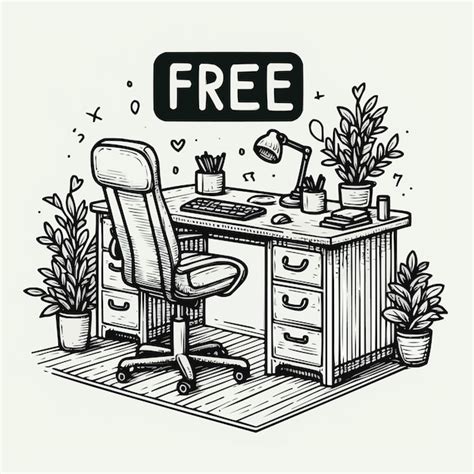 Premium Vector Free Vector Work Desk Hand Drawn Outline Doodle Icon