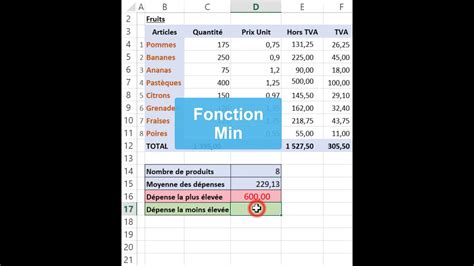 Excel Tuto12 Fonctions MAX et MIN extraire la valeur la plus élevée