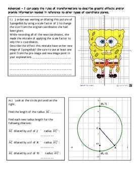 Transformations Dilate Rotate Reflect Translate Combos 8 G 3 And