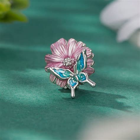 Charms Do Pandora Charms Motyl Kwiat Moda Trusky