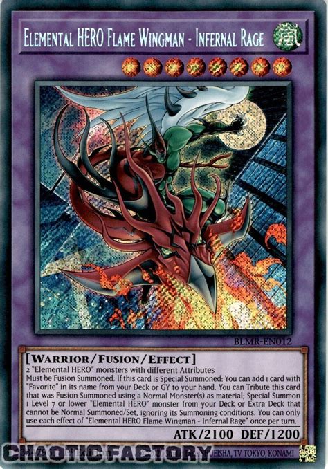 Blmr En012 Elemental Hero Flame Wingman Infernal Rage Secret Rare 1st