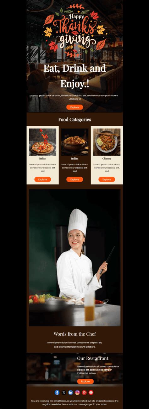 Happy Thanksgiving Email Template for Restaurants | Food & Beverage