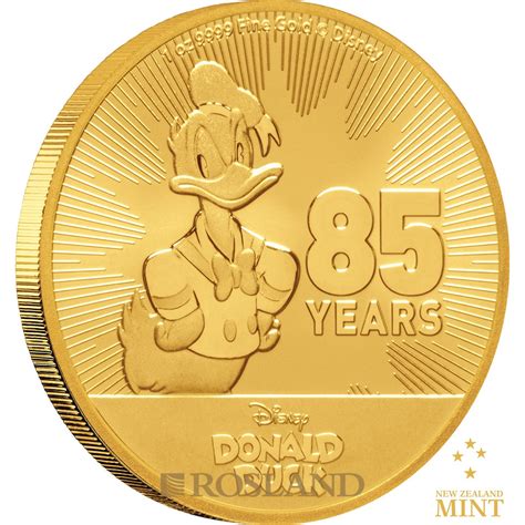 1 Unze Goldmünze Disney Donald Duck 85 Jahre Jubiläum 2019