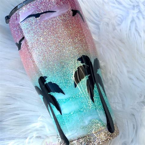 Beach Glitter Tumbler Etsy