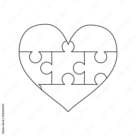 White Puzzles Pieces Arranged In A Heart Shape Simple Jigsaw