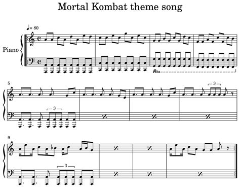 Mortal Kombat theme song - Sheet music for Piano