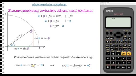 Lernvideo Zusammenhang Zwischen Sinus Und Kosinus Youtube