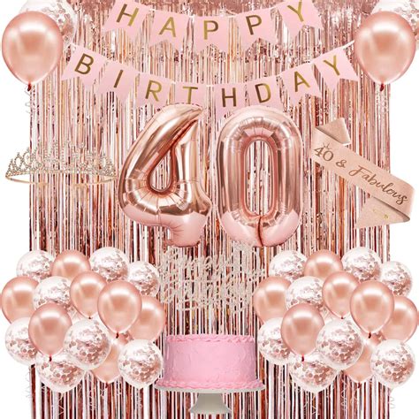 40th Birthday Decorations Women Happy 40th Birthday Banner Crown