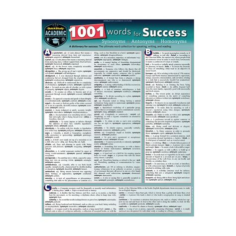 1001 Words For Success Synonyms Antonyms And Homonyms Bar Chart