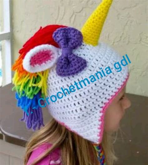 Gorro Tejido A Crochet Unicornio 150 00 En Mercado Libre