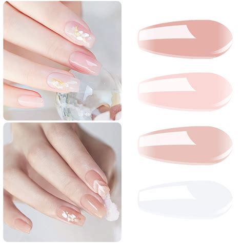 Vishine 4Pcs Jelly Nude Pink Milky White Rose Gel Nail Polish Set Sheer