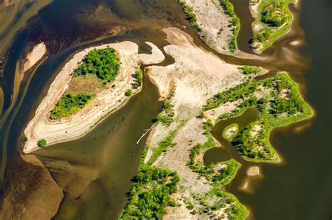 Luftaufnahme Wesel Fluss Delta und Mündungsbereich der Lippe in