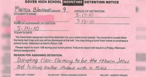 20 Hilarious Detention Slips Thethings