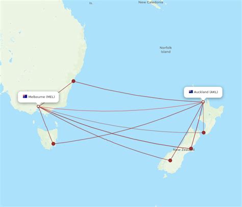 All Flight Routes From Auckland To Melbourne Akl To Mel Flight Routes