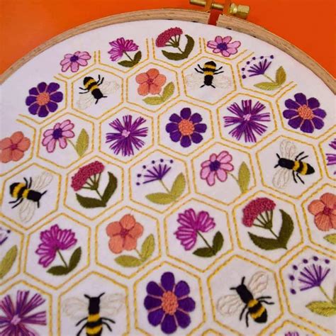 Flower Hive Hand Embroidery Pattern Pdf Download Stitchdoodles