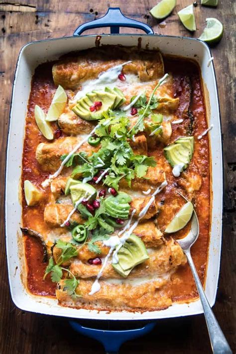 Spicy Poblano Black Bean And Quinoa Enchiladas Half Baked Harvest