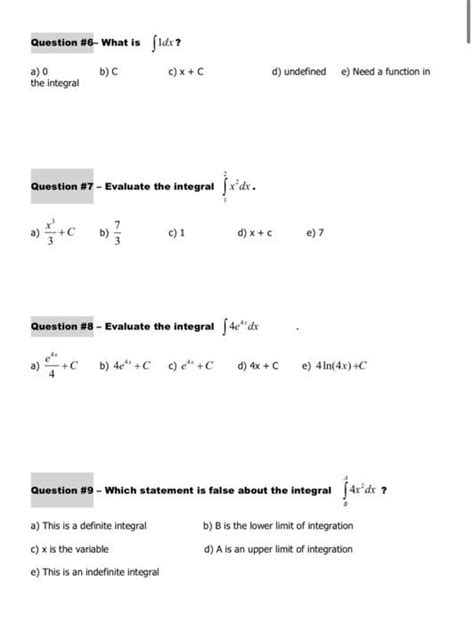 Solved Question 6 What Is ∫1dx A 0 B C C X C D