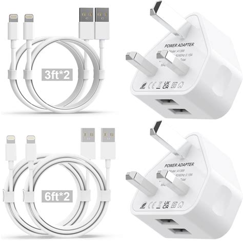 For Iphone Charger Mfi Certified 2pack Dual Port Usb Plug With 4pack