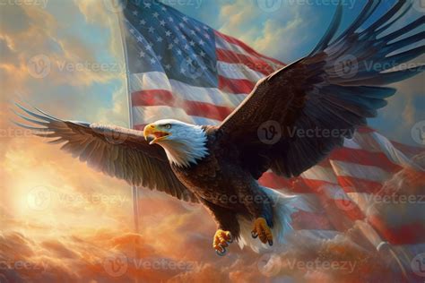 An Epic Image Of A Majestic Bald Eagle Soaring Through The Sky