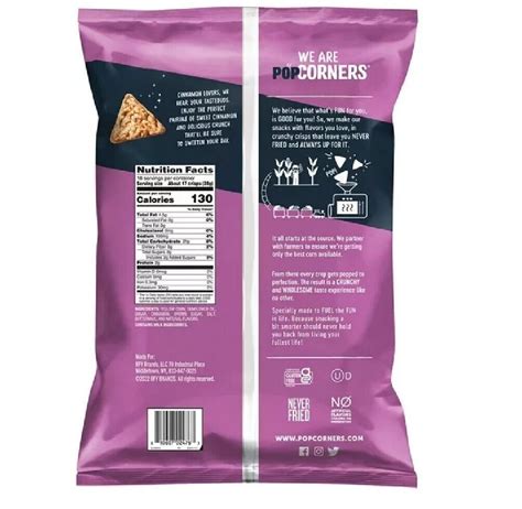 Popcorners Cinnamon Crunch Popped Corn Puffed Chips Snacks 7 Oz Bag 1 Bag